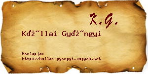 Kállai Gyöngyi névjegykártya