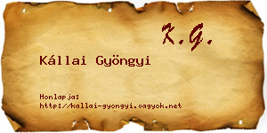 Kállai Gyöngyi névjegykártya